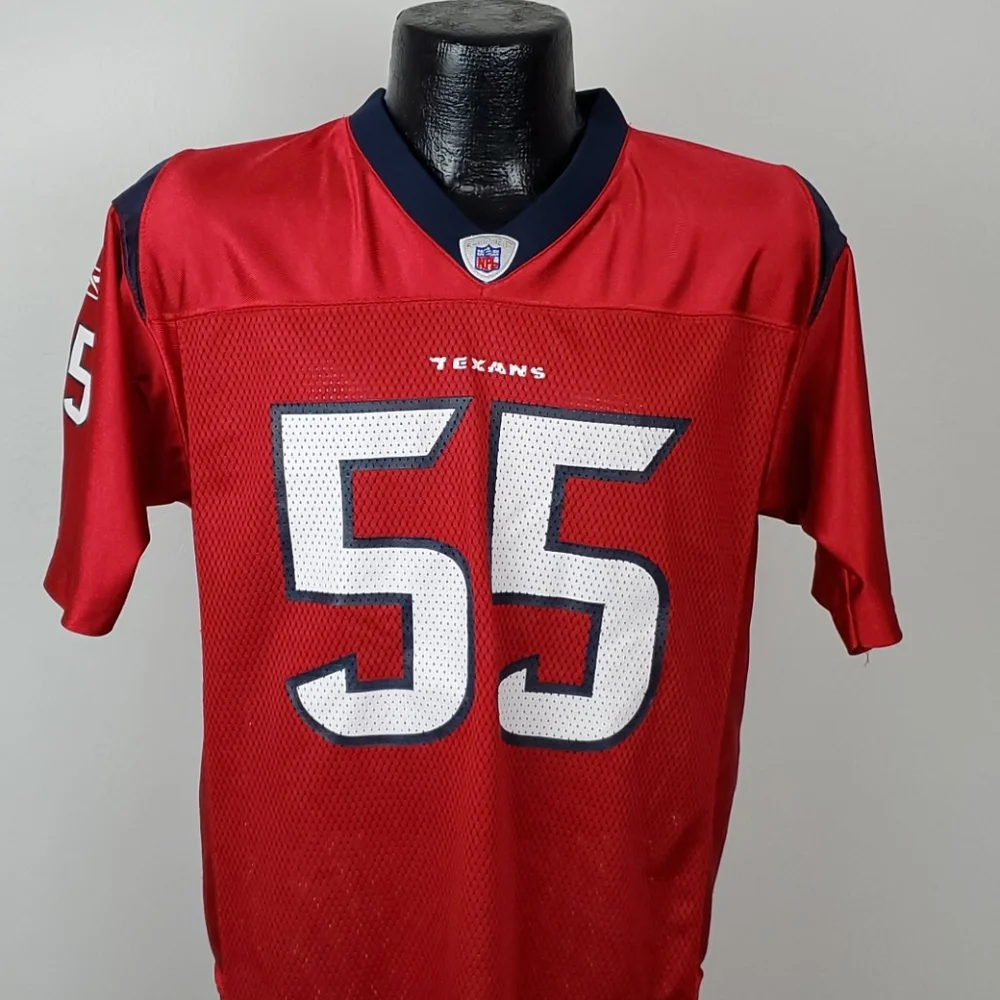 Youth Houston Texans Reebok Jersey Jamie Sharper #55 Red NFL Football Kids Size